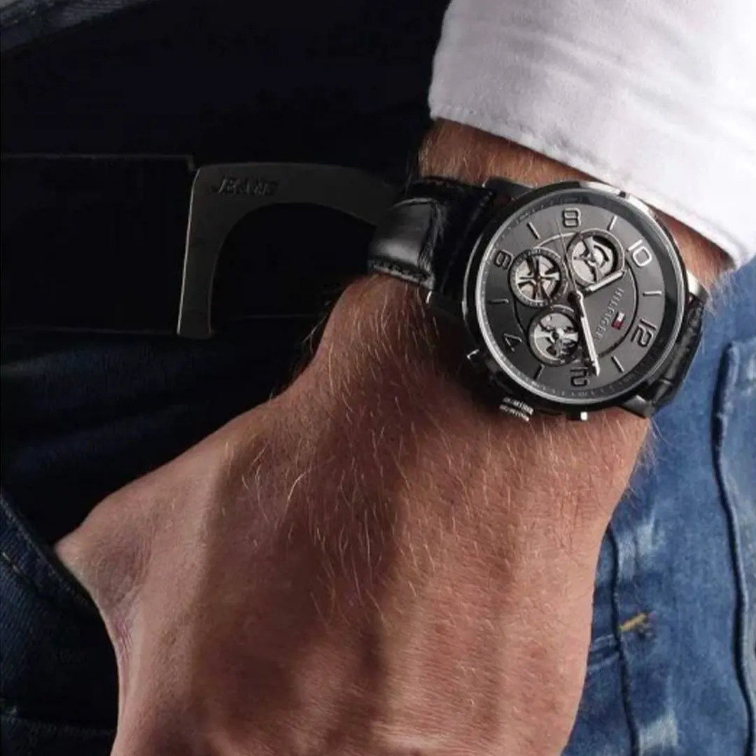 Montre Homme en cuir noir 1791289 10 montre homme tommy th 1791289 6